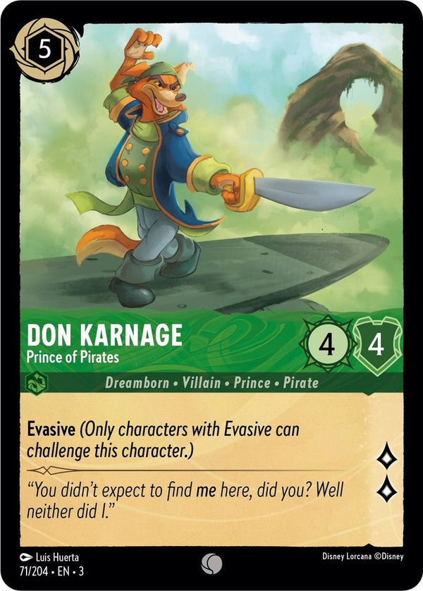 Don Karnage - Prince of Pirates - 71/204 Common Disney Lorcana card from Into the Inklands, Near Mint Normal
