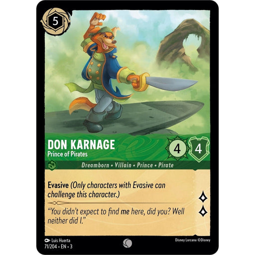 Don Karnage - Prince of Pirates - 71/204 Common Disney Lorcana card from Into the Inklands, Near Mint Normal