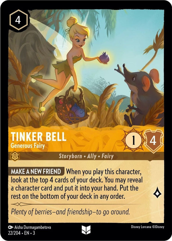 Tinker Bell - Generous Fairy - 22/204 Uncommon Disney Lorcana card from Into the Inklands, Near Mint Normal