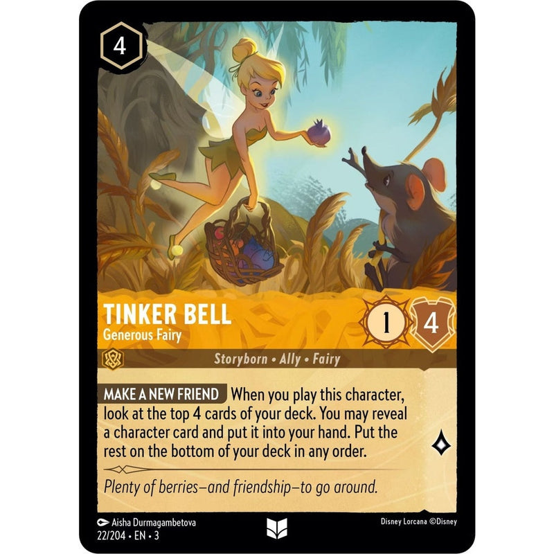 Tinker Bell - Generous Fairy - 22/204 Uncommon Disney Lorcana card from Into the Inklands, Near Mint Normal