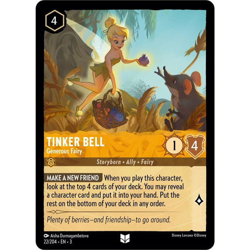 Tinker Bell - Generous Fairy - 22/204 Uncommon Disney Lorcana card from Into the Inklands, Near Mint Normal