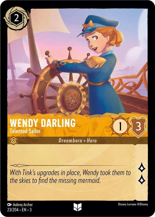 Wendy Darling - Talented Sailor - 23/204 Uncommon Disney Lorcana card from Into the Inklands, Near Mint Normal
