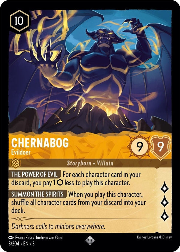 Chernabog - Evildoer - 3/204 Super Rare Disney Lorcana card from Into the Inklands, Near Mint Normal