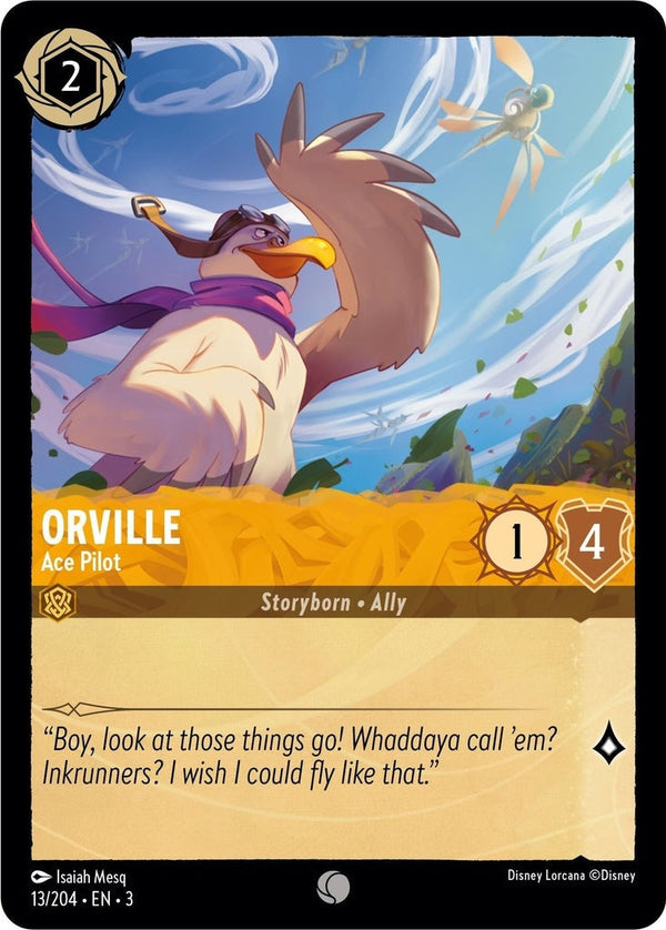 Orville - Ace Pilot - 13/204 Common Disney Lorcana card from Into the Inklands, Near Mint Normal