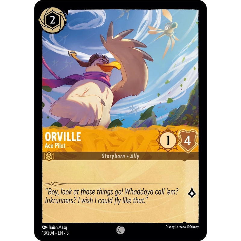 Orville - Ace Pilot - 13/204 Common Disney Lorcana card from Into the Inklands, Near Mint Normal