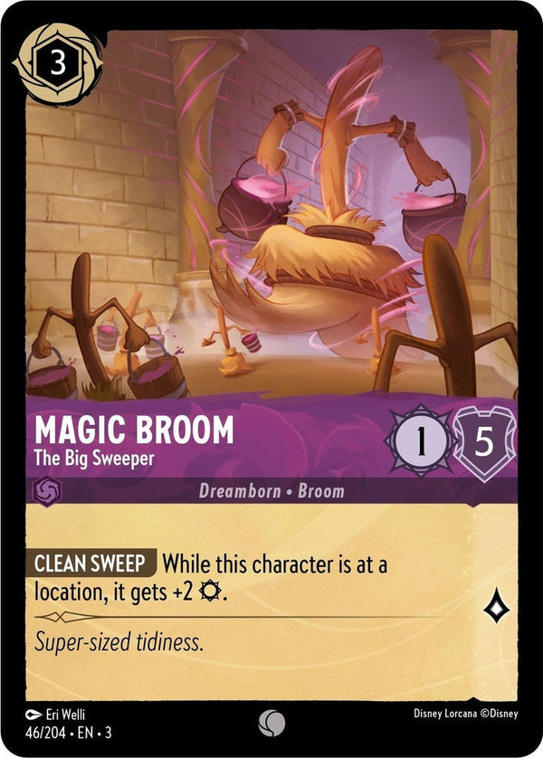 Magic Broom - The Big Sweeper - 46/204 Common Disney Lorcana card from Into the Inklands, Near Mint Normal