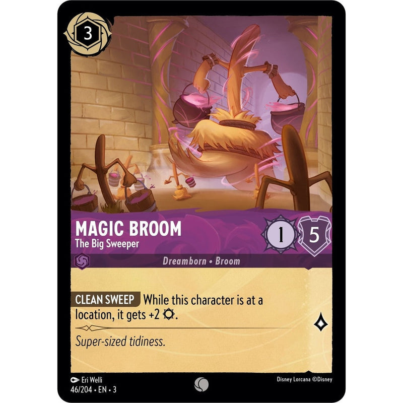 Magic Broom - The Big Sweeper - 46/204 Common Disney Lorcana card from Into the Inklands, Near Mint Normal