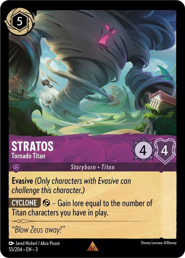 Stratos - Tornado Titan - 55/204 Rare Disney Lorcana card from Into the Inklands, Near Mint Normal