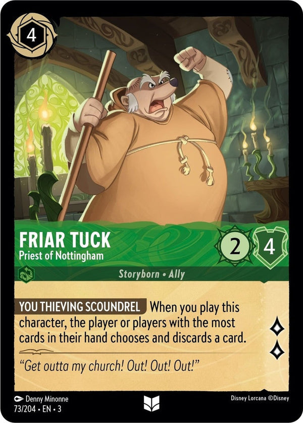 Friar Tuck - Priest of Nottingham - 73/204 Uncommon Disney Lorcana card from Into the Inklands, Near Mint Normal