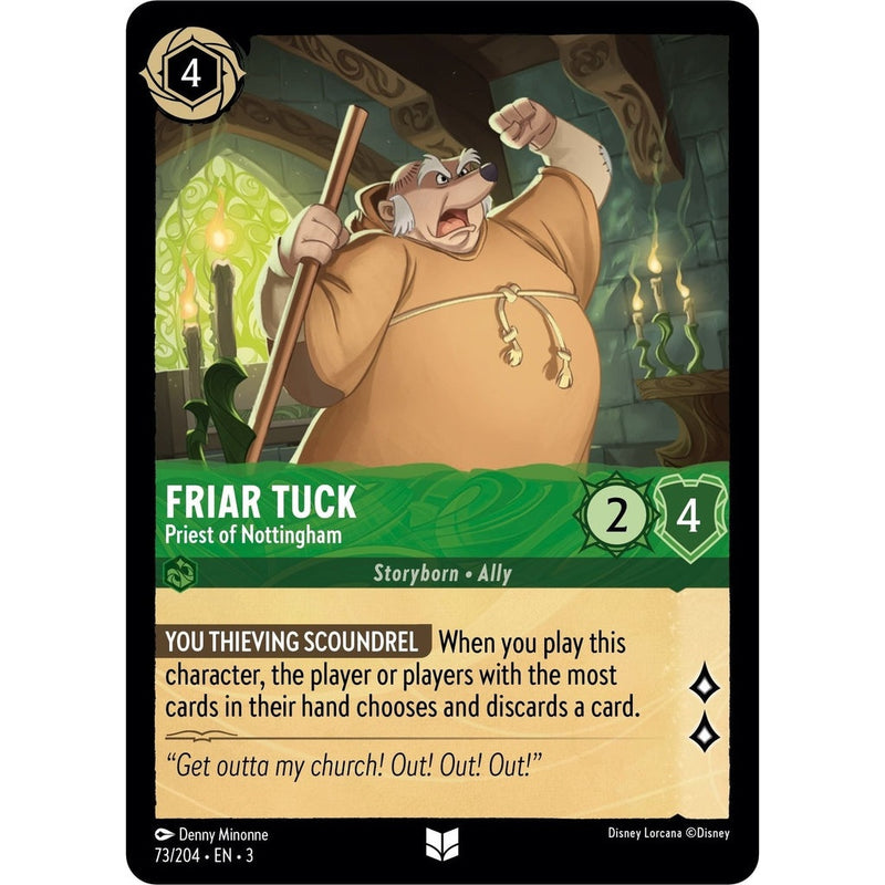 Friar Tuck - Priest of Nottingham - 73/204 Uncommon Disney Lorcana card from Into the Inklands, Near Mint Normal