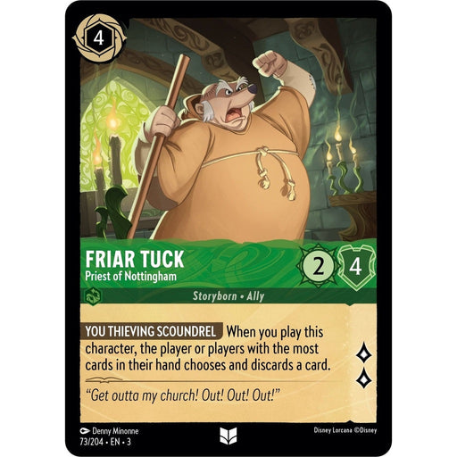 Friar Tuck - Priest of Nottingham - 73/204 Uncommon Disney Lorcana card from Into the Inklands, Near Mint Normal