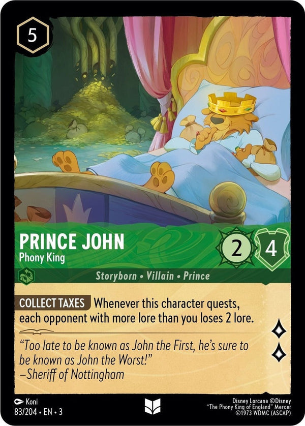 Prince John - Phony King - 83/204 Uncommon Disney Lorcana card from Into the Inklands, Near Mint Normal