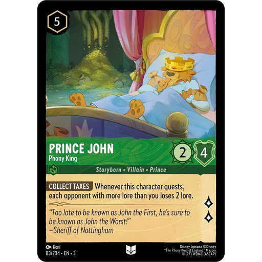 Prince John - Phony King - 83/204 Uncommon Disney Lorcana card from Into the Inklands, Near Mint Normal
