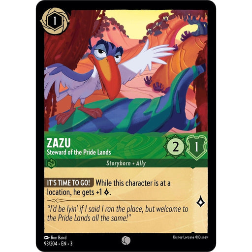 Zazu - Steward of the Pride Lands - 93/204 Common Disney Lorcana card from Into the Inklands, Near Mint Cold Foil
