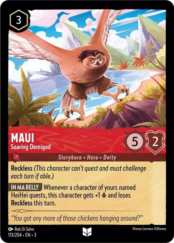 Maui - Soaring Demigod - 113/204 Uncommon Disney Lorcana card from Into the Inklands, Near Mint Normal