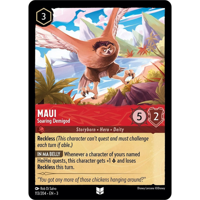 Maui - Soaring Demigod - 113/204 Uncommon Disney Lorcana card from Into the Inklands, Near Mint Normal