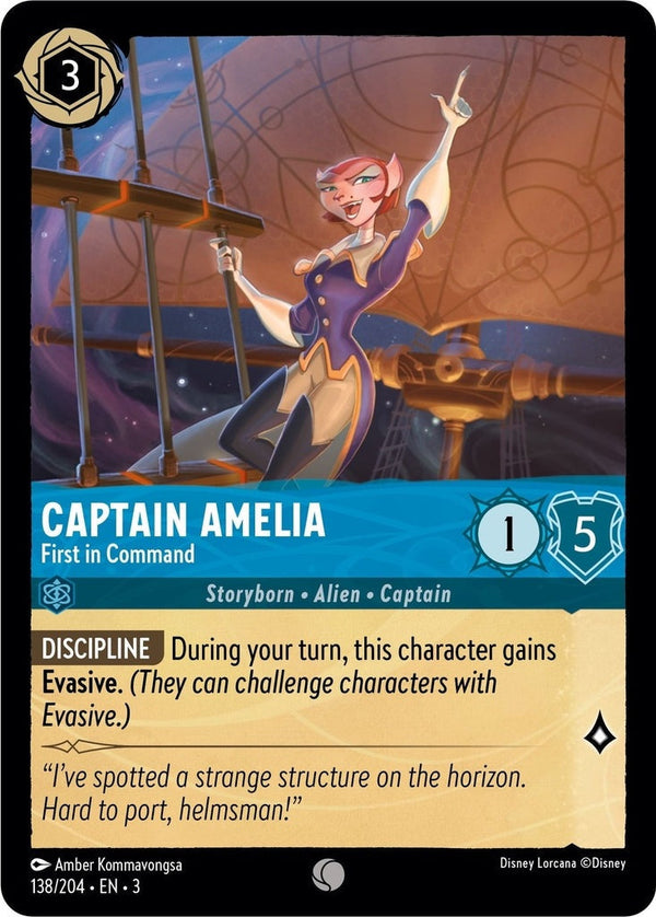 Captain Amelia - First in Command - 138/204 Common Disney Lorcana card from Into the Inklands, Near Mint Normal