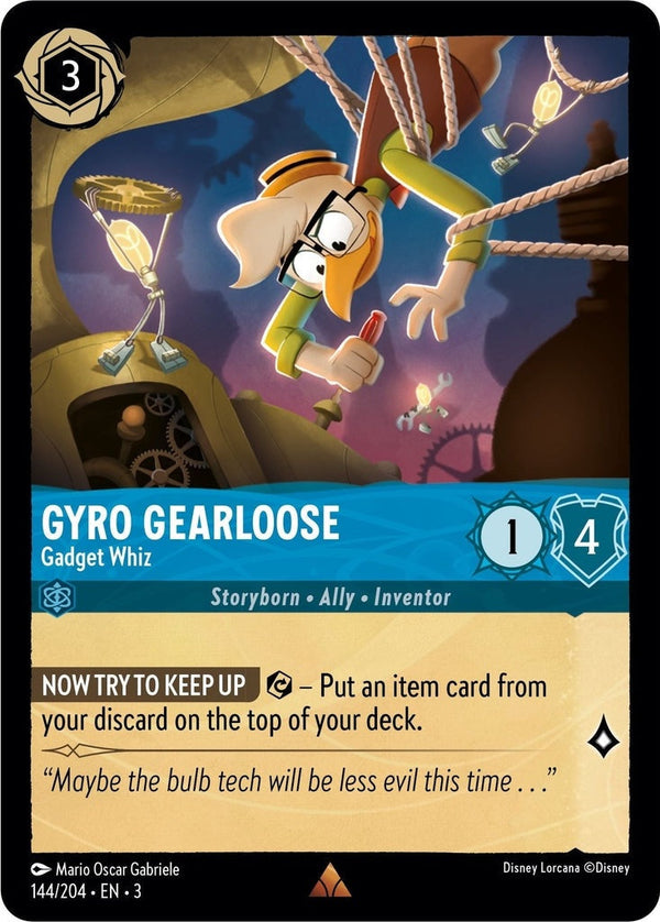 Gyro Gearloose - Gadget Whiz - 144/204 Rare Disney Lorcana card from Into the Inklands, Near Mint Normal