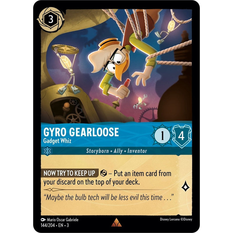 Gyro Gearloose - Gadget Whiz - 144/204 Rare Disney Lorcana card from Into the Inklands, Near Mint Normal