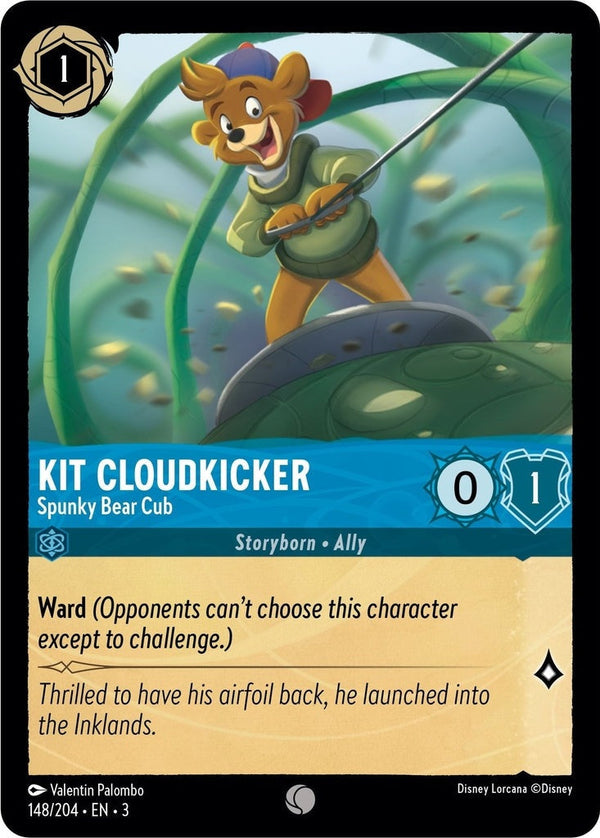 Kit Cloudkicker - Spunky Bear Cub - 148/204 Common Disney Lorcana card from Into the Inklands, Near Mint Normal