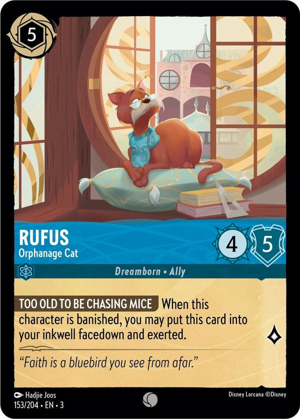 Rufus - Orphanage Cat - 153/204 Common Disney Lorcana card from Into the Inklands, Near Mint Normal
