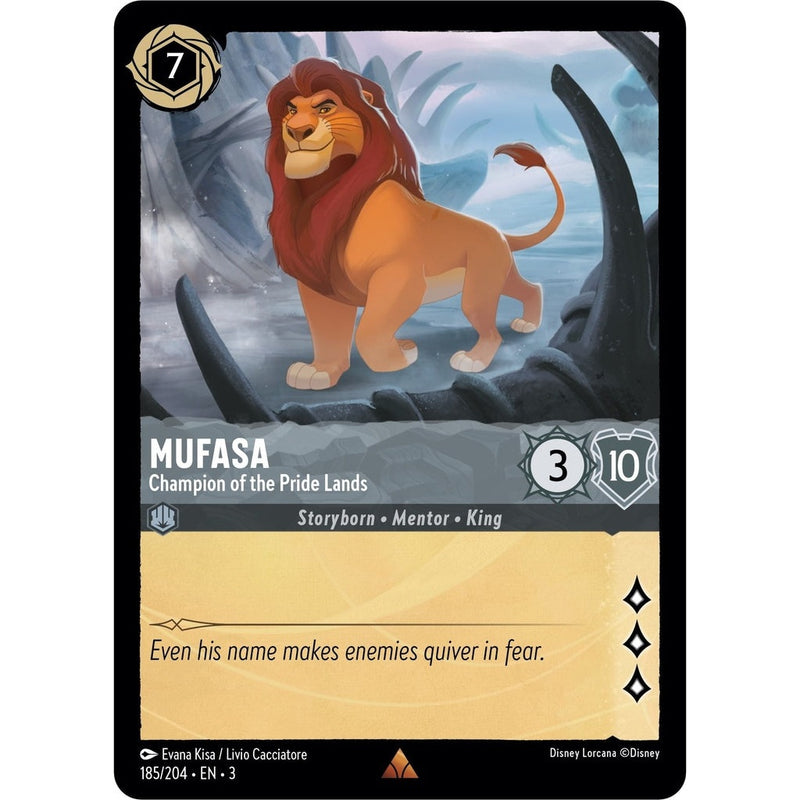 Mufasa - Champion of the Pride Lands - 185/204 Rare Disney Lorcana card from Into the Inklands, Near Mint Normal