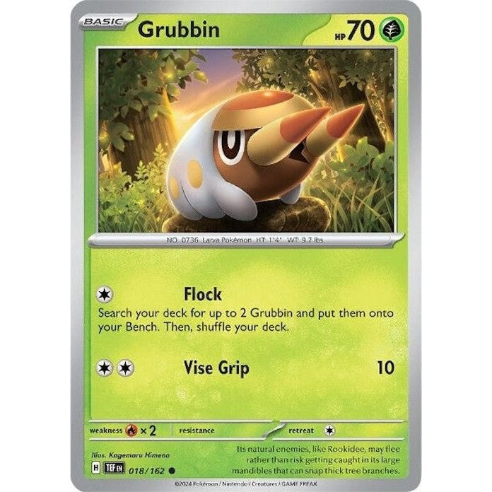 Grubbin - 018/162 Common Pokémon card from Temporal Forces, Near Mint Reverse Holofoil