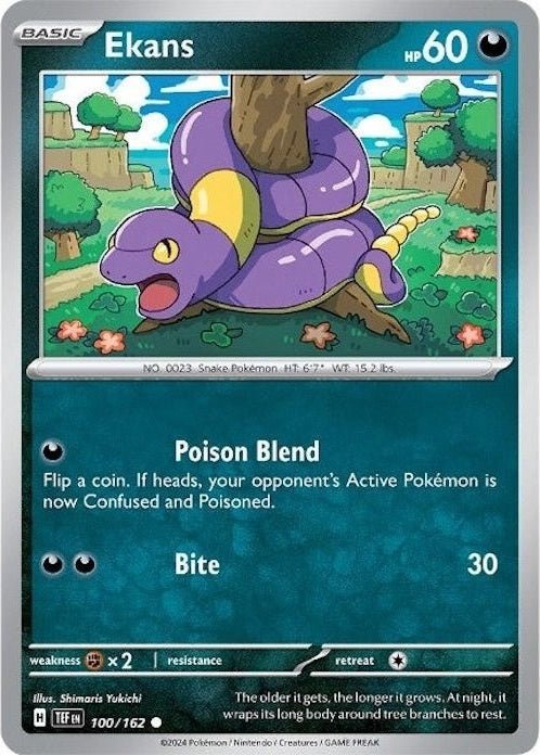 Ekans - 100/162 Common Pokémon card from Temporal Forces, Near Mint Normal