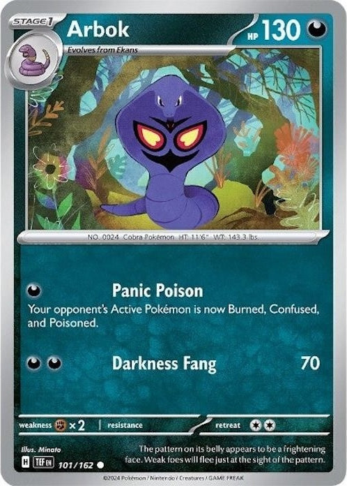 Arbok - 101/162 Common Pokémon card from Temporal Forces, Near Mint Normal