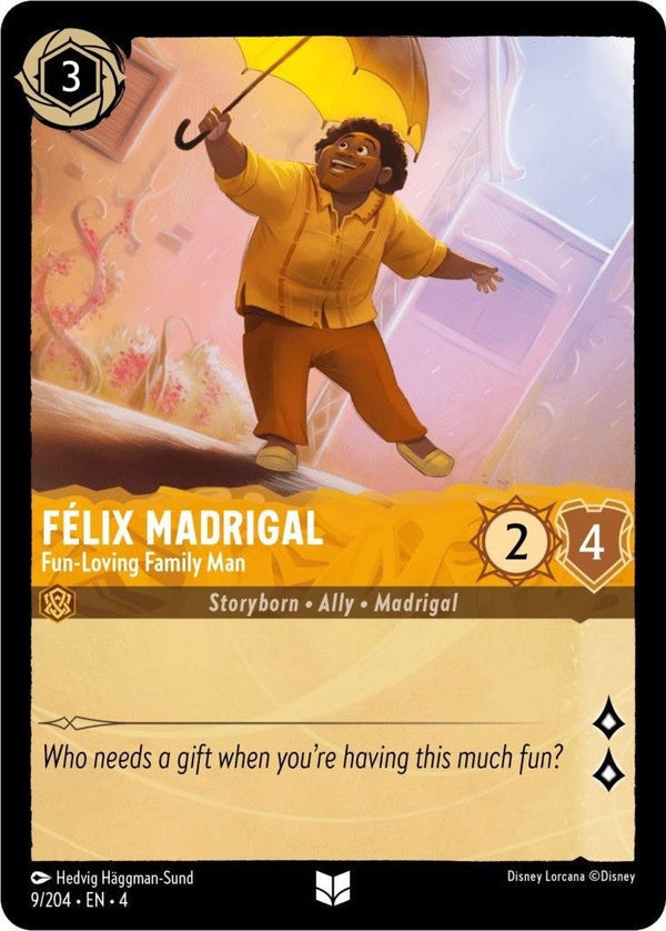 Felix Madrigal - Fun-Loving Family Man - 9/204 Uncommon Disney Lorcana card from Ursula's Return, Near Mint Normal