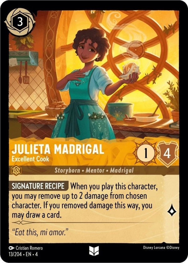 Julieta Madrigal - Excellent Cook - 13/204 Uncommon Disney Lorcana card from Ursula's Return, Near Mint Normal