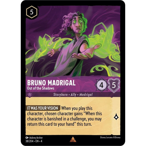 Bruno Madrigal - Out of the Shadows - 38/204 Rare Disney Lorcana card from Ursula's Return, Near Mint Cold Foil
