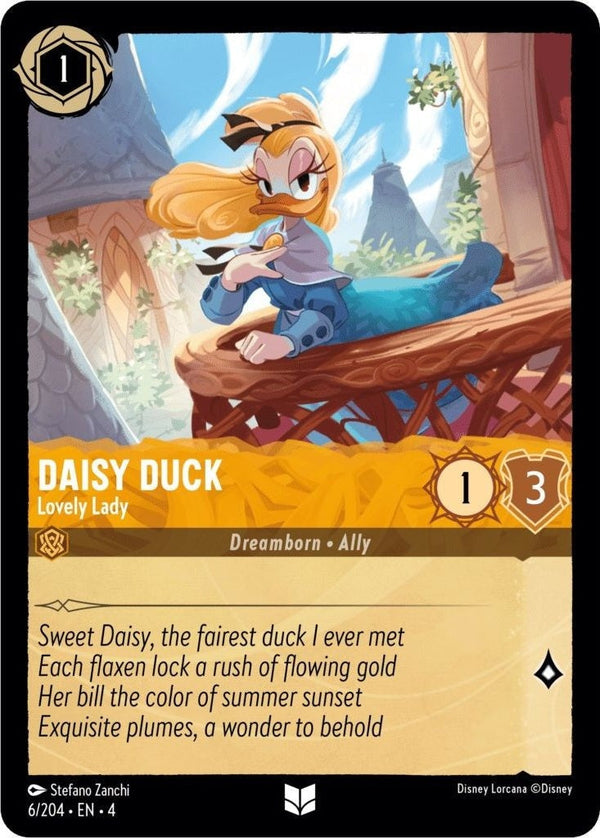 Daisy Duck - Lovely Lady - 6/204 Uncommon Disney Lorcana card from Ursula's Return, Near Mint Normal