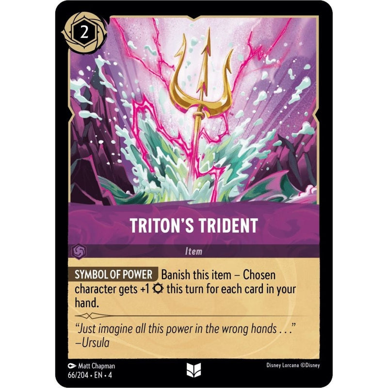 Triton's Trident - 66/204 Uncommon Disney Lorcana card from Ursula's Return, Near Mint Normal