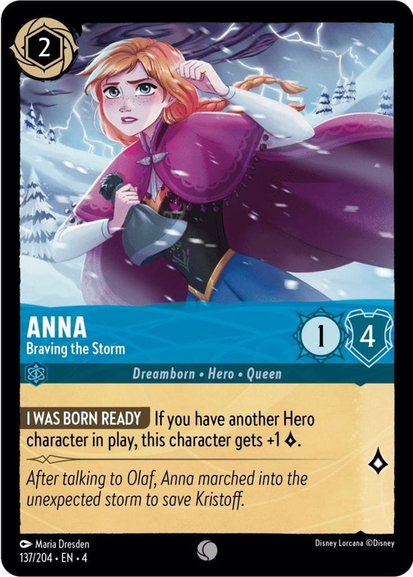 Anna - Braving the Storm - 137/204 Common Disney Lorcana card from Ursula's Return, Near Mint Normal
