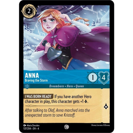 Anna - Braving the Storm - 137/204 Common Disney Lorcana card from Ursula's Return, Near Mint Normal