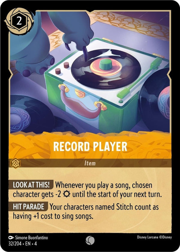 Record Player - 32/204 Common Disney Lorcana card from Ursula's Return, Near Mint Normal