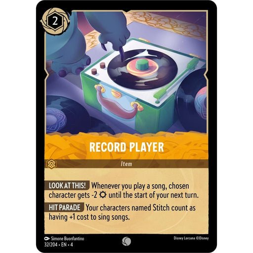 Record Player - 32/204 Common Disney Lorcana card from Ursula's Return, Near Mint Normal