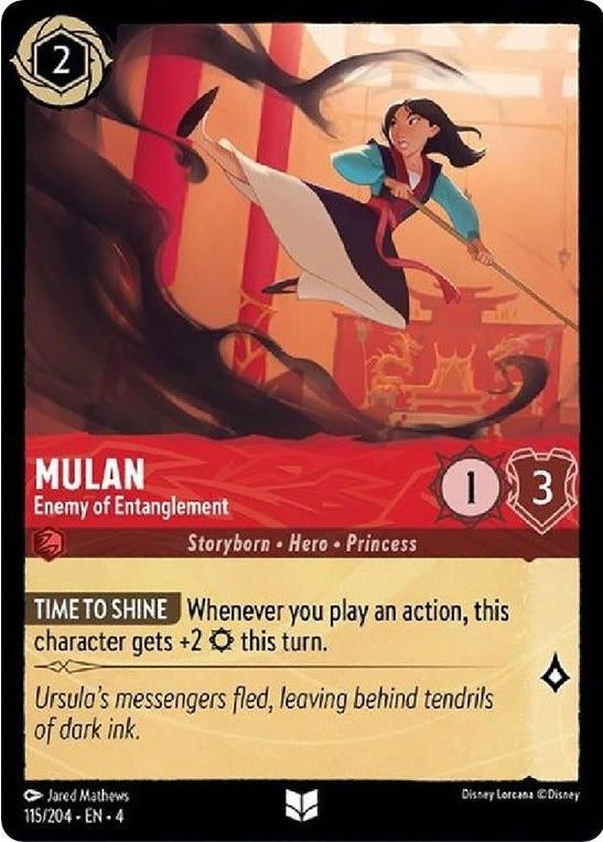 Mulan - Enemy of Entanglement - 115/204 Uncommon Disney Lorcana card from Ursula's Return, Near Mint Normal