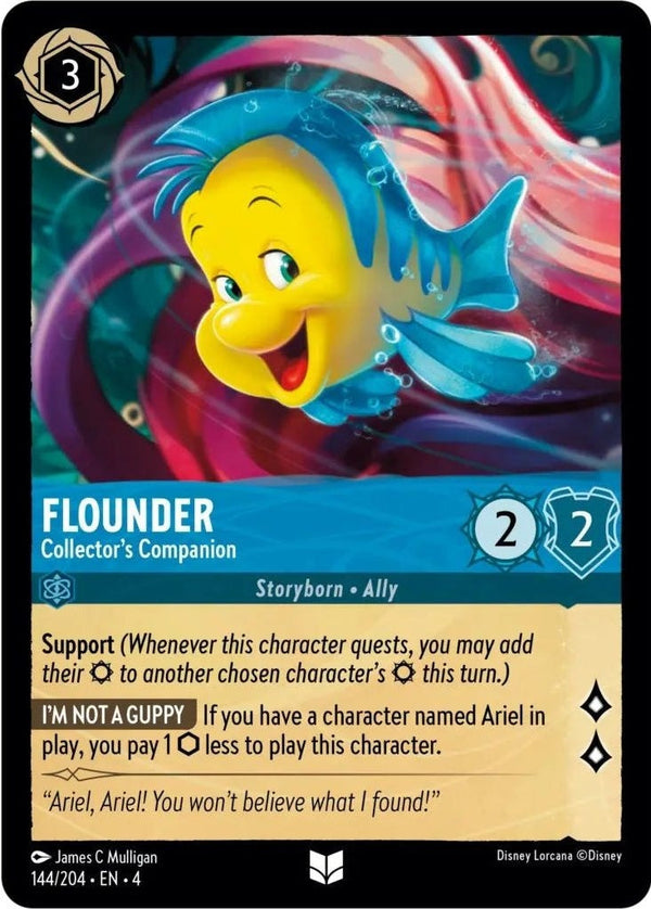 Flounder - Collector's Companion - 144/204 Uncommon Disney Lorcana card from Ursula's Return, Near Mint Normal
