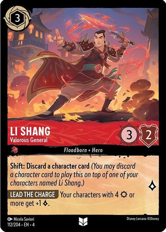 Li Shang - Valorous General - 112/204 Uncommon Disney Lorcana card from Ursula's Return, Near Mint Normal