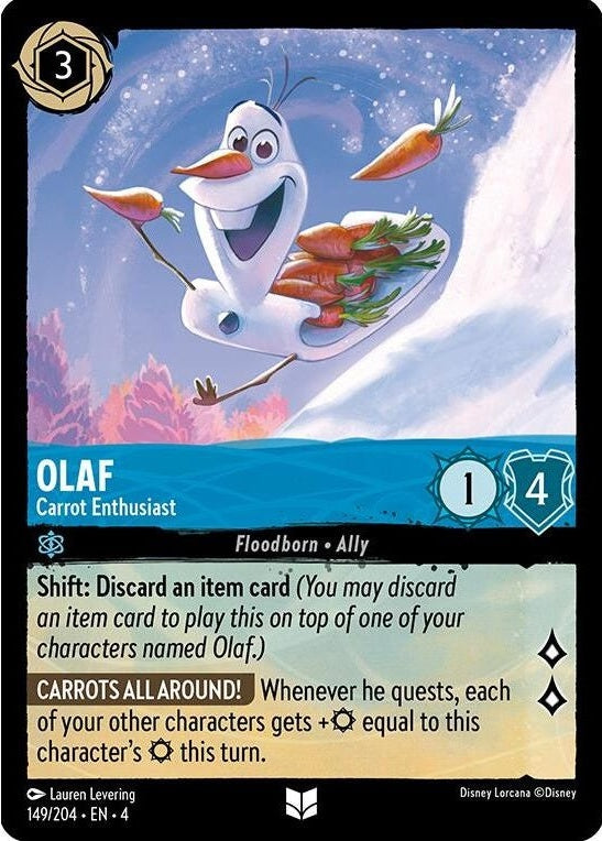 Olaf - Carrot Enthusiast - 149/204 Uncommon Disney Lorcana card from Ursula's Return, Near Mint Normal