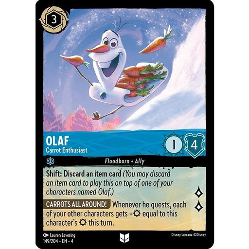 Olaf - Carrot Enthusiast - 149/204 Uncommon Disney Lorcana card from Ursula's Return, Near Mint Normal