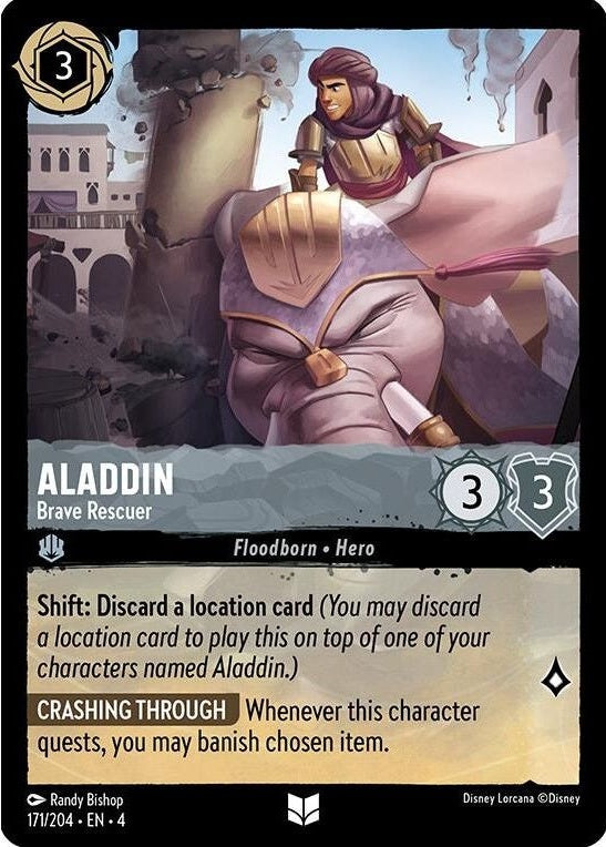 Aladdin - Brave Rescuer - 171/204 Uncommon Disney Lorcana card from Ursula's Return, Near Mint Normal