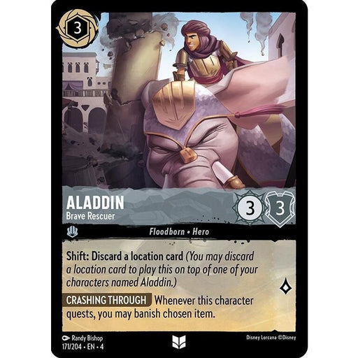 Aladdin - Brave Rescuer - 171/204 Uncommon Disney Lorcana card from Ursula's Return, Near Mint Normal
