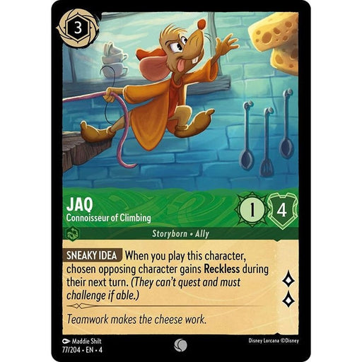 Jaq - Connoisseur of Climbing - 77/204 Common Disney Lorcana card from Ursula's Return, Near Mint Normal