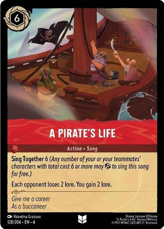 A Pirate's Life - 128/204 Uncommon Disney Lorcana card from Ursula's Return, Near Mint Normal