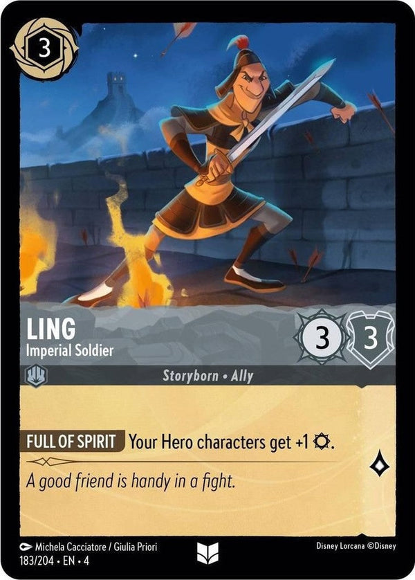 Ling - Imperial Soldier - 183/204 Uncommon Disney Lorcana card from Ursula's Return, Near Mint Normal