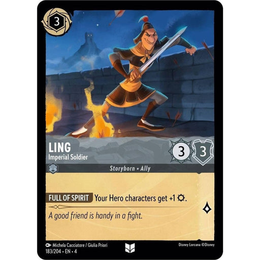 Ling - Imperial Soldier - 183/204 Uncommon Disney Lorcana card from Ursula's Return, Near Mint Normal