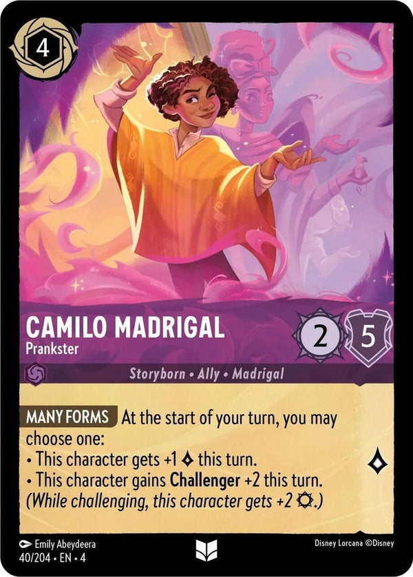 Camilo Madrigal - Prankster - 40/204 Uncommon Disney Lorcana card from Ursula's Return, Near Mint Normal